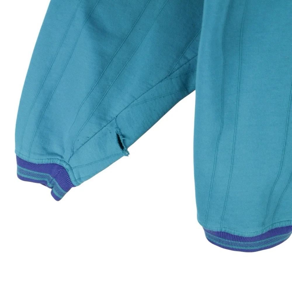 Vintage Yacht Club Sweatshirt 90s Teal Crewneck Striped Textured Size Large - Picture 3 of 6